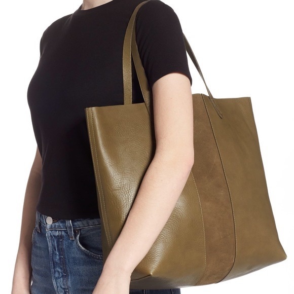 Madewell Handbags - Madewell Olive Green Suede Leather Tote